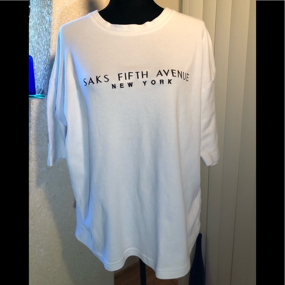 SAKs FIFTH AVE embroidered lettering shirt - Picture 1 of 7